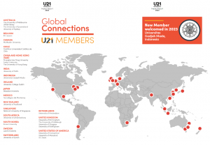 Image of world map showing locations of U21 member institutions.