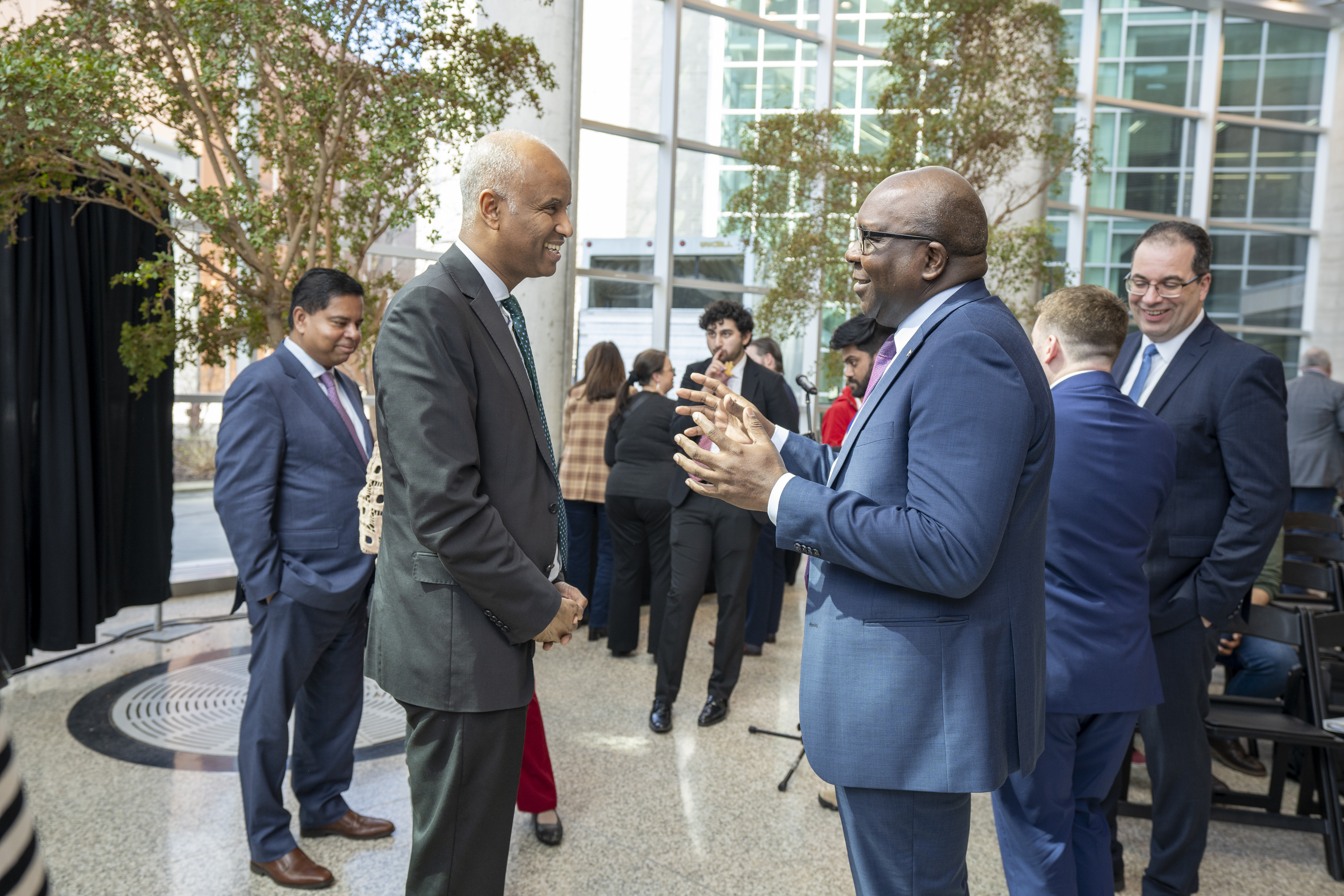 Image of Minister of International Development, the Hon. Ahmed Hussen with Vice-Provost (International), Dr. Bonny Ibhawoh at McMaster University.